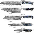 Chef Cooking Knives Set- Kitchen Knife Set of 5 Piece - Ultra-Sharp VG10 Damascus Steel & Resin Handle - Xuan Series (Starry Black)