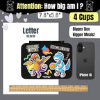 BEARFOOT Kids Lunch Box with Compartments – Compact & Lightweight | Leak-Proof, BPA-Free, Dishwasher & Microwave Safe | Hand-Drawn Design for Preschool, School, Travel (Dinos Black, 4 Cups)