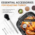 Roasting Pan, 17x13 Inch Nonstick Turkey Roaster with Removable Rack & Cooking Kit,Roaster Pan for Roasting Turkey, Meat & Vegetables (Silver)
