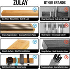 Zulay 11.75" Seamless Bamboo Wood Magnetic Knife Holder - Wooden Magnetic Knife Strip for Organizing your Kitchen - Elegant & Multifunctional Magnet Holder for Wall with Easy Installation