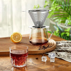 Pour Over Coffee Dripper, Slow Drip Paperless Coffee Filter, Pour Over Coffee Maker for 1-2Cups Brew, Double Mesh Design of Manual Reusable Cone Filter