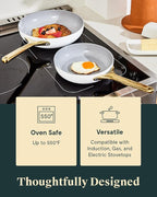 Caraway Nonstick Ceramic Mini Fry Pan With Glass Lid (1.05 qt, 8") - Non Toxic, PTFE & PFOA Free - Oven Safe & Compatible with All Stovetops (Gas, Electric & Induction) - Black