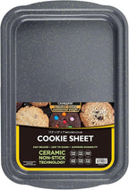 casaWare 17.5 x 12 x 1-Inch Cookie Sheet with 1.5-Inch Handles, Ultimate Series Commercial Weight, Ceramic Non-Stick Coating (Silver Granite)