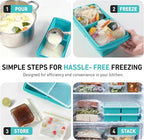 Silicone Freezer Tray with Lid Soup Freezer Container Molds with Steel Reinforced Rim Ice Cube Freezer Molds for Soup, Sauce, Leftovers, Homemade Meal Prep Containers Portion Control Food Storage