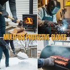 GRILL HEAT AID BBQ Grill Gloves 1472°F - Extreme Heat Resistant Oven Mitts for Grilling, Smoker & Fire Pit with Silicone Grip & EN407 Cut Resistance - Short Cuff, Dusky Gray
