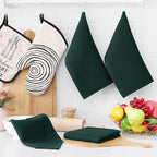 Homaxy 100% Cotton Waffle Weave Kitchen Dish Cloths, Ultra Soft Absorbent Quick Drying Dish Towels, 12 x 12 Inches, 8-Pack, Blackish Green