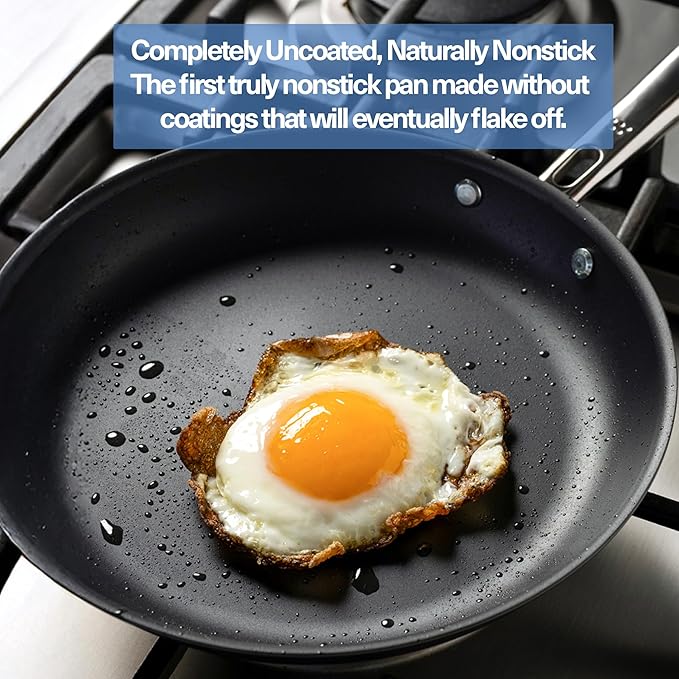 Misen Carbon Nonstick™ Frying Pan – Carbon Steel Pan, Naturally Nonstick No-Coating Surface, Ultra-Durable & Oven-Safe, Induction & Gas Compatible - 12 Inch