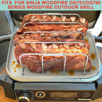 Griddle Pan & Rib Rack for Ninja Woodfire OG751/OG700 Series Grill, Non-Stick Upgraded Ceramic Cooking Flat Top Griddle Plate for Ninja XSKGRDPLT Woodfire Accessories, with 4 Full Racks Holder of Ribs