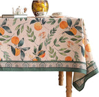 patdrea Designer Vintage Linen Rectangle Table Cloth,Framhouse Oranges and Leaves Pattern French Tablecloth,Fall Decor Cover for Kitchen Dining Christmas,Thanksgiving,63"x87"-Palladin a