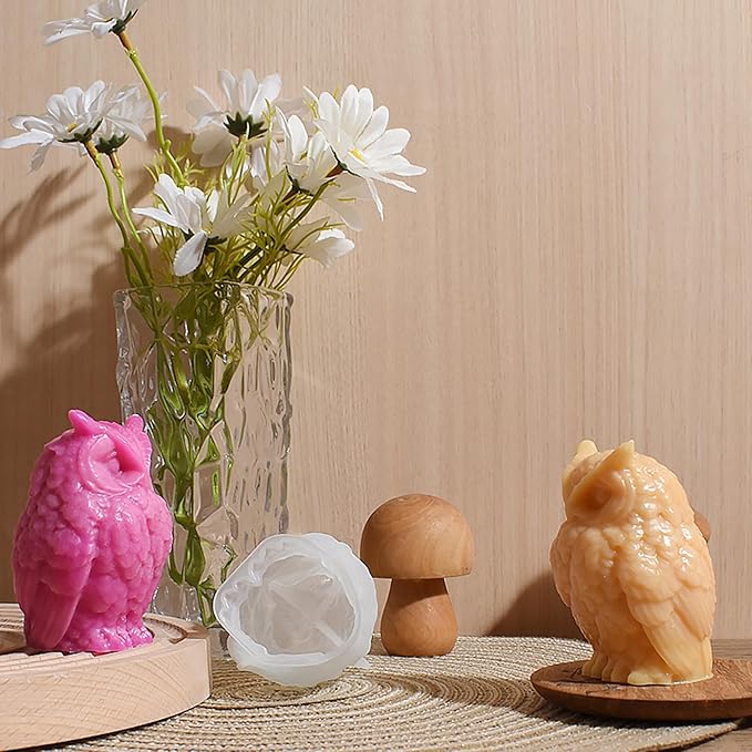 Animal & Owl Resin & Silicone Candle Mold Set - 3D Animal Mold for Home Decor & Candle Making