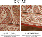 ISAENNE Designer French Red Extra Long Tablecloth Rectangle,Linen Table Cloth with Cashew Pattern,Stain Proof Decor Tablecloths for Dining Thanksgiving Kitchen Christmas,67"*118"-Chauffrey D