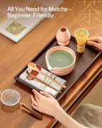 Artisan Matcha Whisk Set - 8 Pcs Premium Matcha Set with Bowl (Chawan), Bamboo Whisk & Tools | Matcha Kit for Making Breakfast/Latte | Gift for Matcha Lovers (Sakura Pink)