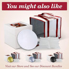 Cakebon Cake Boxes with Boards - 10 Inch Round Cake Drum White (6-pack) - Box With Window for Birthdays, Weddings and Parties
