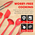 Chef Craft Premium Silicone Kitchen Tool and Utensil Set, 9 Piece, Red