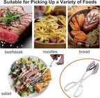 2 Pack Food Tongs, Stainless Steel Kitchen Tongs Salad Tongs 10 Inch Serving Tongs Bread Tongs for Cooking, Barbecue, Pastry, Sandwich, Ice, Buffet Party Catering(Silver)