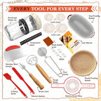 Sourdough Starter Kit,Banneton Bread Proofing Basket with Liner,Woven Bread Proofing Basket for artisan sourdough bread making,Sour Dough Bread Making Tools,Gifts for Bakers,Women,Mom,Wife