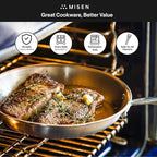 Misen 5-Ply Stainless Steel 10" Frying Pan - Professional Cookware for Induction, Gas and Electric - Dishwasher Safe, Oven Safe to 800°F - Durable, Versatile, Even Heating