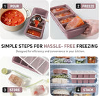 Silicone Freezer Tray with Lid Soup Freezer Container Molds with Steel Reinforced Rim Large Ice Cube Tray Makes 8 Perfect 1 Cup Portions Cubes Storage Food Containers House Essentials for New Home