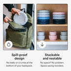 STOJO Collapsible Bowl 3 Set - Translucent Cashmere, 36oz - Reusable Silicone Bowl for Hot and Cold Food - Perfect for Travel, Meal Prep, To-Go Lunch, Camping & Hiking - Microwave & Dishwasher Safe
