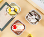 50 Pack Mini Cake Pans with Lids and Spoons Aluminum Foil Pans Square Cake Tins for Bakery Party Wedding (Champagne Color,5 oz)