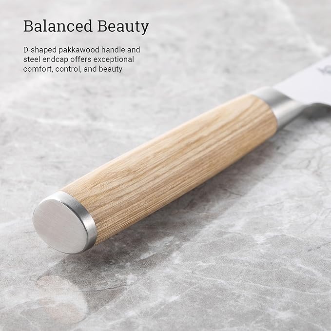 Shun Classic Blonde 3.5" Paring Knife, Handcrafted Japanese Vegetable & Fruit Knife, VG-MAX Core with Damascus Stainless Steel Cladding, Pakkawood Handle, Small Tool for Peeling, Coring & Cutting