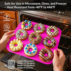 Large Silicone Donut Pan for Baking, 9 Cavity Non-Stick Food Grade Silicone Donut Molds, Doughnut Pan and Bagel Pans for Baking & Kitchen, BPA Free 11.2 x 11.1 Inches, Dishwasher Safe - Hot Pink