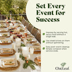 Chic Leaf Disposable Palm Leaf Plates - 50 Count, 8" Square, Natural - Bamboo Plates Disposable, Biodegradable & Compostable - Microwave Safe & Heavy Duty - Event & Party Supplies - Wedding Decor