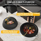 Collapsible Microwave Splatter Cover - Vented Silicone & Glass Lid with Easy-Grip Handle, Fits 6 to 10 Inch Plates & Bowls, 10.8 Inch Diameter, Prevents Splatters & Ensures Even Heating