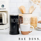 Rae Dunn Electric Milk Frother Steamer -Stylish Automatic Milk Steamer and Frother, Milk Warmer, Hot and Cold Foam Maker for Coffee, Latte, Cappuccino, Macchiato - 550 Watt (Black)
