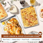 TeamFar Baking Pans Set of 3, Stainless Steel Deep Cookie Cake Pan for Home Baking, 12.5/10.5/9.4” Rectangle Bakeware Set for Bread/Casserole/Lasagna, Healthy & Sturdy, Dishwasher Safe
