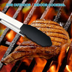 600℉ Heat Resistant Kitchen Tongs for Cooking with Silicone Tips,Maywe Tanso 17-Inch Stainless Steel Locking Cooking Tongs Food Tongs for BBQ,Cooking,Salad and Serving Food,Heavy Duty,Non-Stick,Black