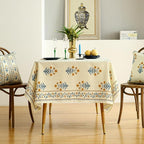 ISAENNE Designer French Pale Yellow Long Tablecloth Rectangle,Linen Floral Table Cloth,Wrinkle Resistant Decor Tablecloths for Dining Thanksgiving Banquet Kitchen Party,63"*94"-Estevan A