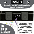 BEARFOOT Kids Lunch Box with Compartments – Compact & Lightweight | Leak-Proof, BPA-Free, Dishwasher & Microwave Safe | Hand-Drawn Design for Preschool, School, Travel (Black, 2.75 Cups)