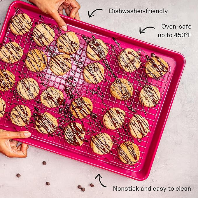 Great Jones Big Chill Wire Cooling Rack (Broccoli) – 16.9" × 11.4" Heavy-Weight Aluminized Steel,Nonstick Baking Rack – Oven Safe 450 °F, Bacon & Cookie Cooling Rack – Fits Half Sheet Pans