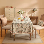 ISAENNE Designer Floral Long Rectangular Tablecloth,French Linen Light Beige Indoor Table Cloth,Fall Wrinkle Resistant Decor Tablecloths for Dining Thanksgiving Kitchen Party,63"*94"-Flora A