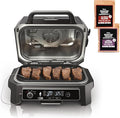Ninja | Grill & Smoker | Outdoor Woodfire Pro XL | 4 in 1 Grill, BBQ Smoker, Air Fryer & Bake | Portable | Includes Built in Thermometer & 2 Woodfire Pellet Packs | Dark Grey | OG850