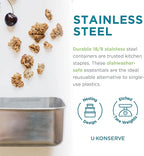 U Konserve Stainless Steel Rectangle Food Storage Bento Box Container, Leak Proof Silicone Lid Dishwasher Safe - Plastic Free, (45oz Cosmic Blue)