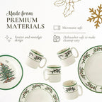 Spode Christmas Tree 12-Piece Dinnerware Set (Service for 4) - Festive Holiday Tableware with Plates & Mugs - Fine Earthenware Christmas Dinnerware - Microwave & Dishwasher Safe