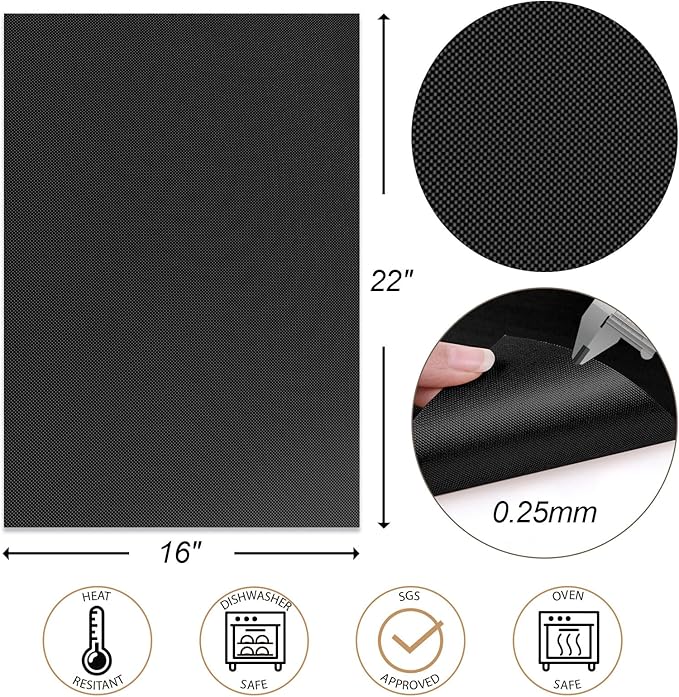 UBeesize 2 Pack Nonstick Grilling Mats for 22 Inch Blackstone Griddle, Resuable Cooking Mats for Grilling, BPA and PFOA Free Heavy Duty BBQ Grill Mats, Griddle Accessories Kit -22 x 16 Inch