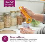 Ring Pull & Pop Top Can Opener (Teal) Easy Open Any Pull Tab Cans for Seniors, Soda, Pet Food, Cat Cans, Beer, Parkinsons Aids for living Gifts, Gadgets for People with Arthritis, kitchen gadgets.