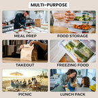 Klex 48 Oz, 50 Sets Meal Prep Containers with Airtight Lids, BPA Free, Reusable Plastic Food Container, 48 oz, Round, Black/Clear, 50 Sets