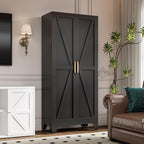 71" Tall Metal Storage Cabinet with 2 Doors and 4 Adjustable Shelves, 5-Tier Kitchen Pantry Storage Cabinet for Kitchen, Living Room, Dining Room and Office, Black