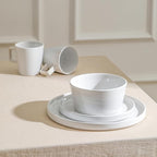 Stone Lain Celina Modern Stoneware 16-Piece Dinnerware Set, Plates and Bowls Set, White Glossy, Dish Set Service For 4