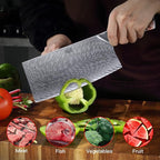 FINDKING Nebula Series Cleaver Knife, Multipurpose Chinese Chef Knife, 10Cr15CoMov Damascus Steel Blade, Resin and Figured Sycamore Handle, Full Tang, 7 Inch, Red, for Meat, Vegetable Shredding