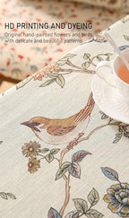 ISAENNE Designer French Light Beige Small Rectangular Tablecloth,Linen Florals and Birds Pattern Table Cloth,Anti-Wrinkle Decorative Tablecloths for Dining Thanksgiving Kitchen,55"*71"-Cornucopia