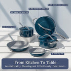 Ceramic Cookware Set Nonstick Pots and Pans Set with Lid PFAS-Free Non Toxic Cookware Set with Advanced G7 Ceramic Coating, Oven Safe Up To 500°F, Quick & Even Heat Distribution, Navy Blue