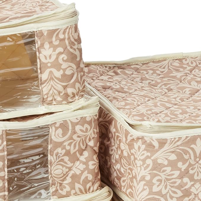 8-Piece Storage Containers Set – China, Beige, Quilted, Stackable Dish & Plate Protectors – Glass & Dinnerware Organizer Lids – Kitchen Storage for Meal, Tupperware, Glass Containers & Food Storage