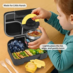 TinyPalsa Bento Box for Kids with 10oz Thermos, Durable Lunch Box with Leak Proof Insulated Food Jar, 3 Compartments with Portable Handle for Ages 3+, Dishwasher Safe, Ideal for School, Travel (Car)