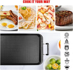 22"x12" Large Family Griddle Pan - Double Burner Griddle Comals Para Tortillas Grande, Non-Stick PFOA-Free Aluminum Grill Pan for Gas Stove/electric stovetops/Indoor/Outdoor Camping