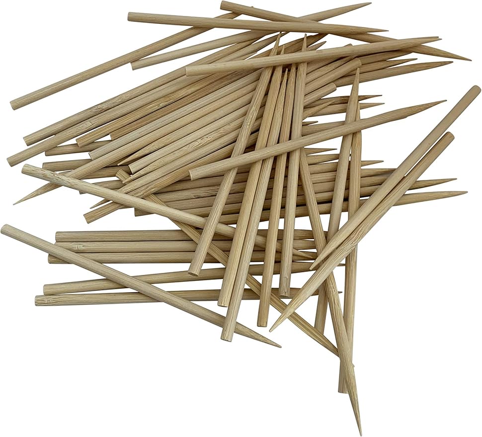 KingSeal Renewable Bamboo Heavy Duty Skewers, Sticks, 4.5 Inches x 3.8 mm diameter - 4 Bags of 100 Skewers (400 Count)
